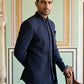 Cotton Blend Solid Indo-Western Set ( 50JIND 161Navy S )