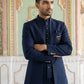 Cotton Blend Solid Indo-Western Set ( 50JIND 161Navy S )