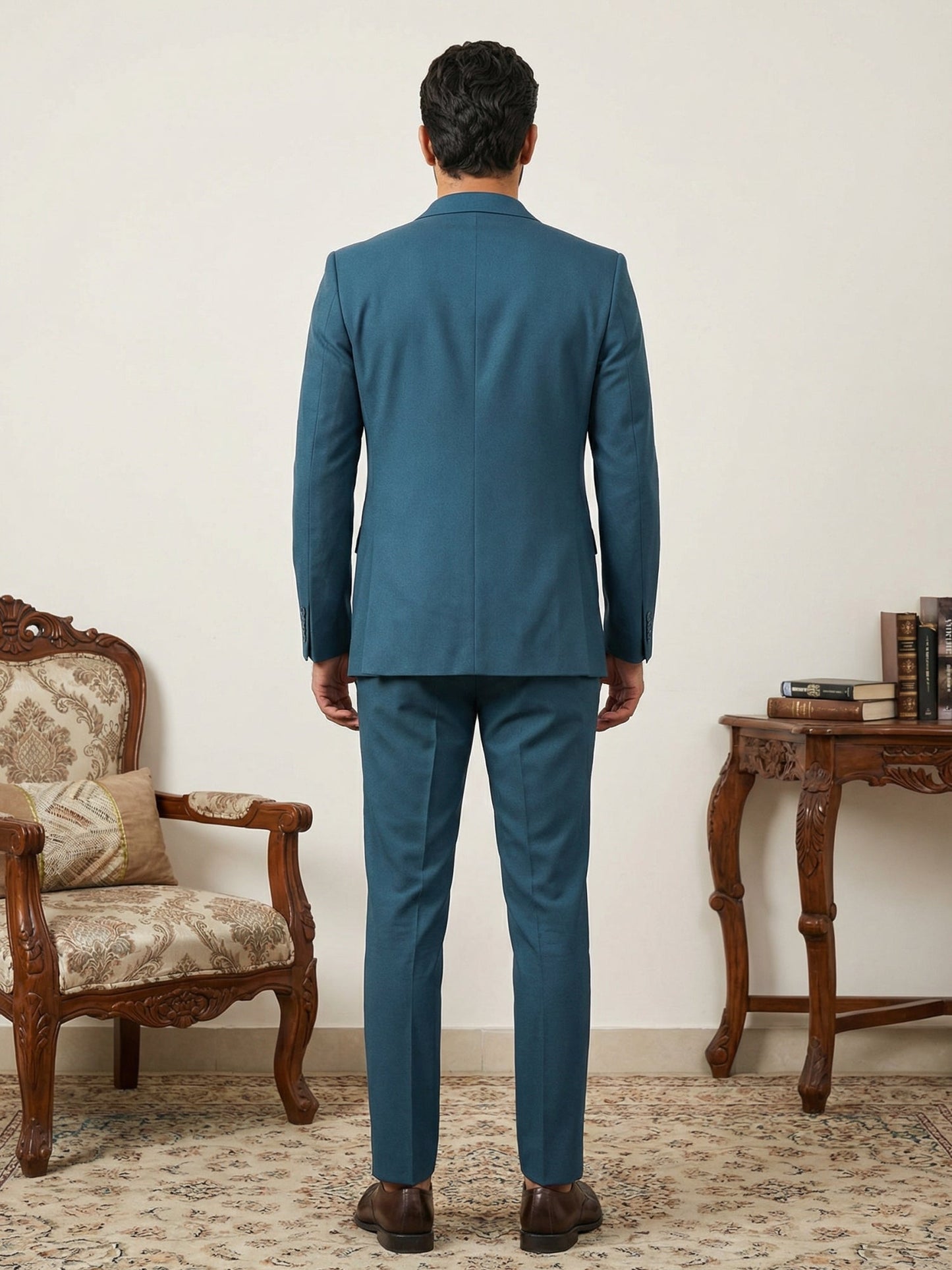 Cotton Blend Solid Indo-Western Set ( 50JIND 161Peacock S )