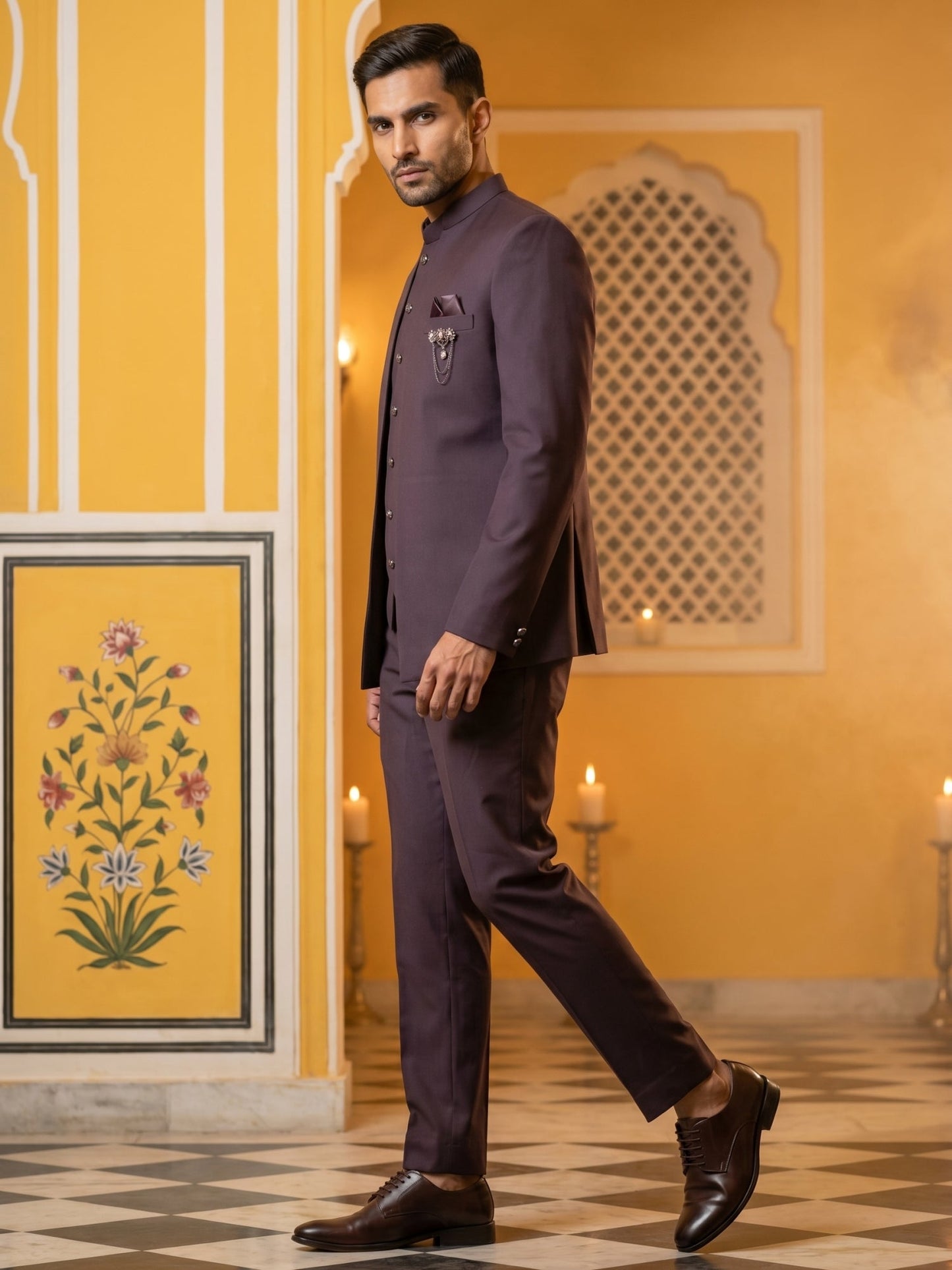Cotton Blend Solid Indo-Western Set