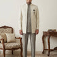 Silk Blend Woven Design Indo-Western Set ( 50JIND 162Cream S )