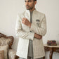 Silk Blend Woven Design Indo-Western Set ( 50JIND 162Cream S )