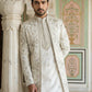 Men’s Embroidered Silk Blend Indo-Western Set ( 50JIND 163White S )