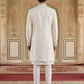 Men’s Embroidered Silk Blend Indo-Western Set ( 50JIND 163White S )
