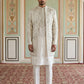 Men’s Embroidered Silk Blend Indo-Western Set ( 50JIND 163White S )