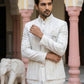 Embroidered Silk Blend Indo-Western Set ( 50JIND 166Cream S )