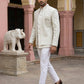 Embroidered Silk Blend Indo-Western Set ( 50JIND 166Cream S )