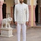 Embroidered Silk Blend Indo-Western Set ( 50JIND 166Cream S )