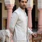 Embroidered Silk Blend Indo-Western Set ( 50JIND 166Cream S )