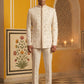 Japanese Embroidered Indo-Western Set ( 50JIND 167Cream S )