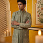 Woven Design Cotton Blend Indo-Western Set ( 50JIND 169Grey S )