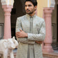 Silk Blend Embroidered Indo-Western Set ( 50JIND 170Pista S )