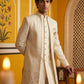 Ivory Silk Blend Embroidered Indo-Western Set ( 50JIND 172Off-White S )