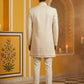 Ivory Silk Blend Embroidered Indo-Western Set ( 50JIND 172Off-White S )