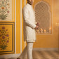 Ivory Silk Blend Embroidered Indo-Western Set ( 50JIND 172Off-White S )