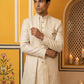 Ivory Silk Blend Embroidered Indo-Western Set ( 50JIND 172Off-White S )