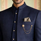 Cotton Blend Textured Indo-Western Set ( 50JIND 173Navy )