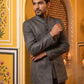Cotton Blend Textured Indo-Western Set ( 50JIND 174Grey )