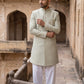 Sage Green Jacquard Silk Indo-Western Set ( 50JIND 176Pista )