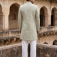 Sage Green Jacquard Silk Indo-Western Set ( 50JIND 176Pista )