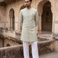 Sage Green Jacquard Silk Indo-Western Set ( 50JIND 176Pista )