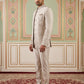 Ivory Embroidered Cotton Blend Indo-Western Set ( 50JIND 177Cream )