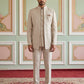 Ivory Embroidered Cotton Blend Indo-Western Set ( 50JIND 177Cream )