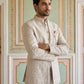 Ivory Embroidered Cotton Blend Indo-Western Set ( 50JIND 177Cream )