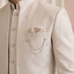 Ivory Embroidered Cotton Blend Indo-Western Set ( 50JIND 177Cream )