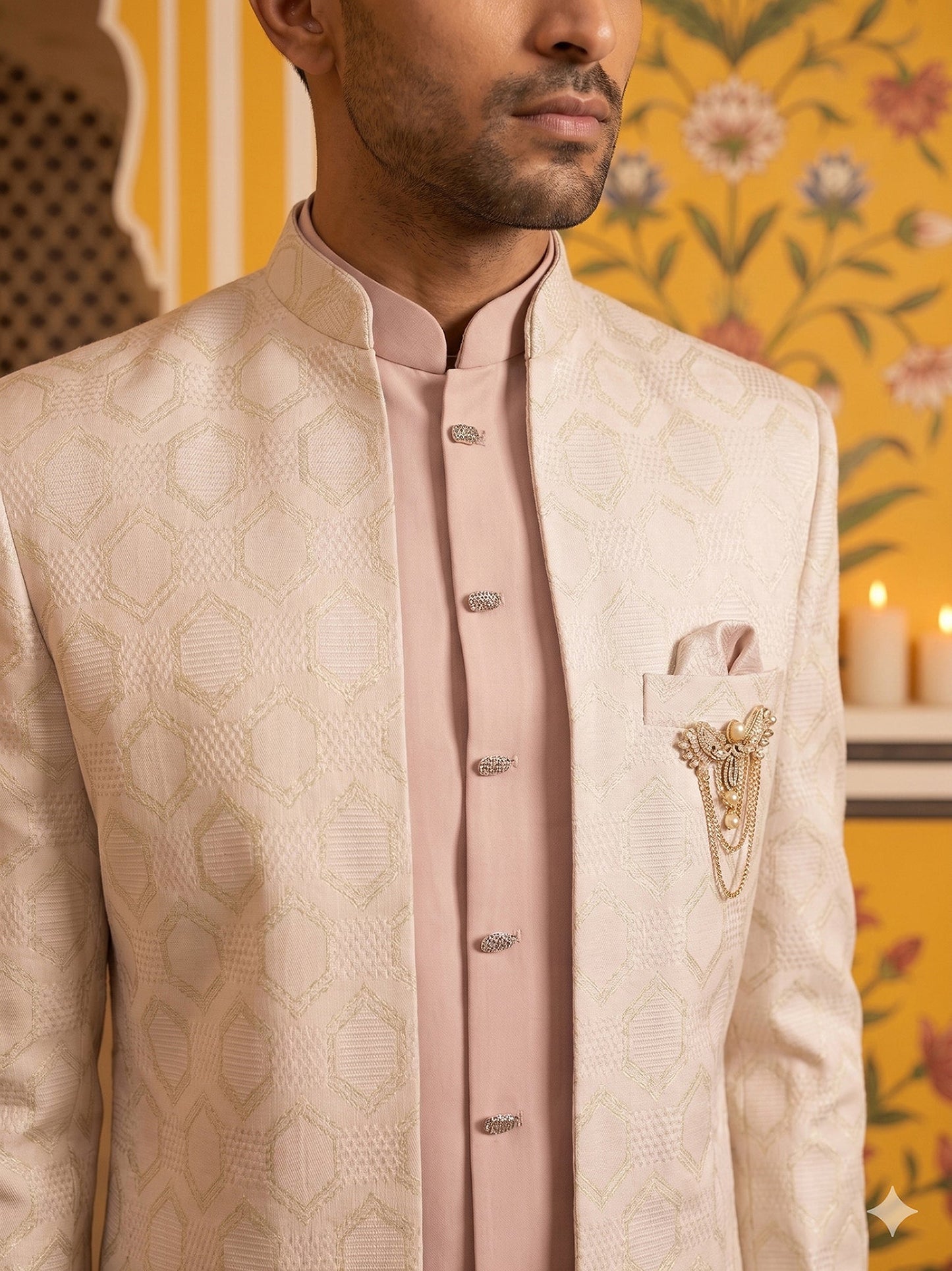Jacquard Silk Ethnic Indo-Western Set ( 50JIIND 178Magenta )