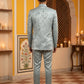 Premium Silk Jacquard Indo-Western Set for Men ( 50JIND 179Blue )