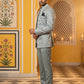 Premium Silk Jacquard Indo-Western Set for Men ( 50JIND 179Blue )