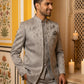 Premium Silk Jacquard Indo-Western Set for Men ( 50JIND 179Grey )