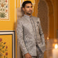 Premium Silk Jacquard Indo-Western Set for Men ( 50JIND 179Grey )