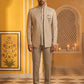 Classic Woven Jacquard Indo-Western Set ( 50JIND 181Beige )