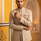 Classic Woven Jacquard Indo-Western Set ( 50JIND 181Beige )