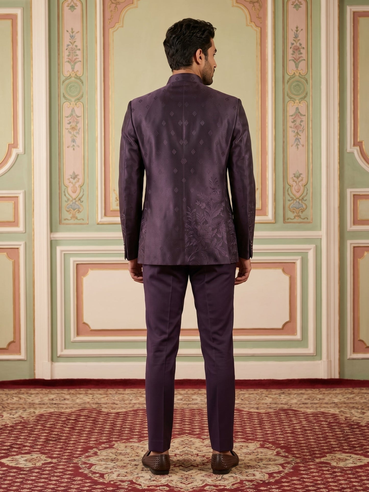 Men Woven Design Indo-Western Set ( 50JIND 182Purple )