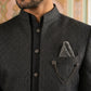 Cotton Blend Textured Indo-Western Set ( 50JIND 183Black )