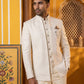 Cotton Blend Textured Indo-Western Set ( 50JIND 183Off-White )