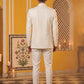Cotton Blend Textured Indo-Western Set ( 50JIND 183Off-White )