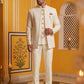 Cotton Blend Textured Indo-Western Set ( 50JIND 183Off-White )