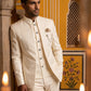 Cotton Blend Textured Indo-Western Set ( 50JIND 183Off-White )