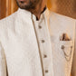Cotton Blend Textured Indo-Western Set ( 50JIND 183Off-White )