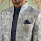 Men's Stylish Jacquard Indo-Western Set ( 50JIND 184Blue )