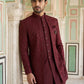 Men's Imported Japanese Fabric Indo-Western Set ( 50JIND 186Maroon )