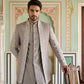 Men Silk Blend Embroidered Indo-Western Set ( 50JIND 187Peach )