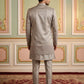 Men Silk Blend Embroidered Indo-Western Set ( 50JIND 187Peach )