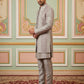 Men Silk Blend Embroidered Indo-Western Set ( 50JIND 187Peach )