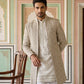 Men Silk Blend Embroidered Indo-Western Set ( 50JIND 189Beige )