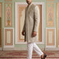 Men Silk Blend Embroidered Indo-Western Set ( 50JIND 189Beige )